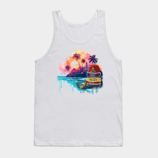 Key West Southernmost Point in the US Marker with Cuban Scenery - WelshDesigns Tank Top